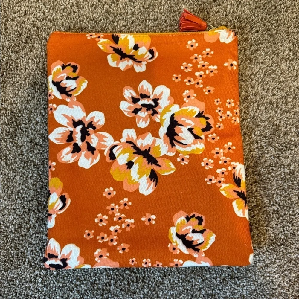 Rachel Pally Fold Over Clutch Purse Yellow and Orange Floral Reversible